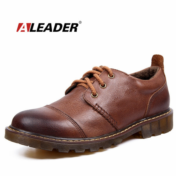 Winter Men Warm Shoes 2017 Casual Men's Genuine Leather Oxfords Shoes Fur Waterproof Work Shoes Mens Snkeaers sapatos masculino