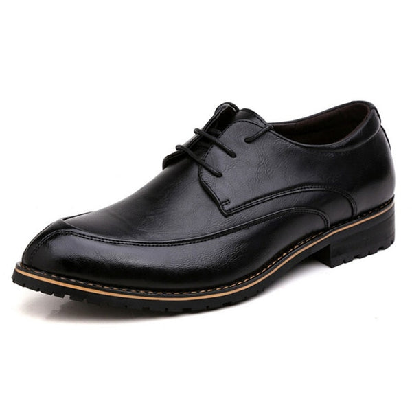 Tangnest Men Oxfords Shoes Fashion Pointed Toe Men Dress Shoes Lace-up Male's Leather Flats Man Wedding Shoes Size 37~44 XMP538