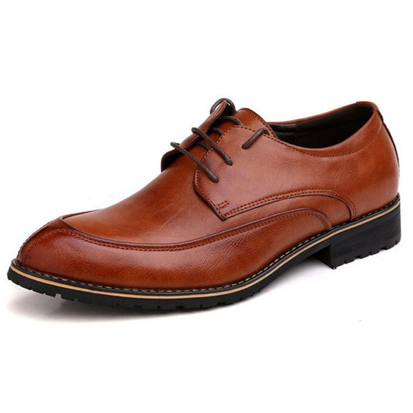 Tangnest Men Oxfords Shoes Fashion Pointed Toe Men Dress Shoes Lace-up Male's Leather Flats Man Wedding Shoes Size 37~44 XMP538