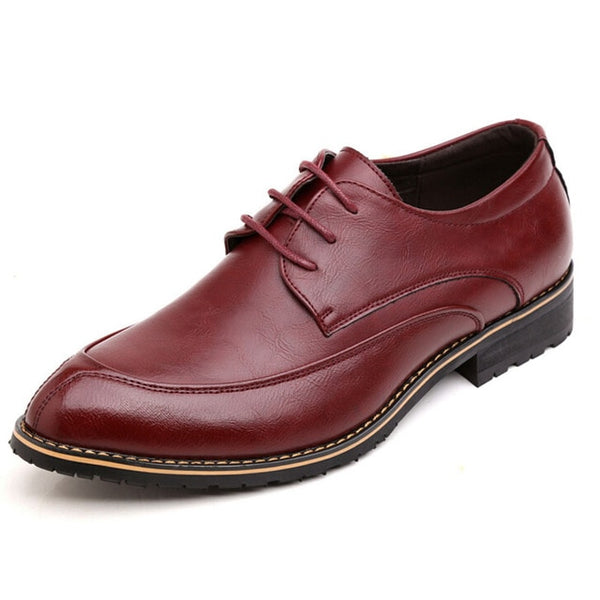 Tangnest Men Oxfords Shoes Fashion Pointed Toe Men Dress Shoes Lace-up Male's Leather Flats Man Wedding Shoes Size 37~44 XMP538