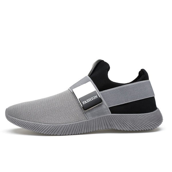 Men's Breathable Mesh Casual Shoes, Summer Super Light Slip-on Flats Shoes, Air Mesh Upper Elastic-Band & Metal Decoration