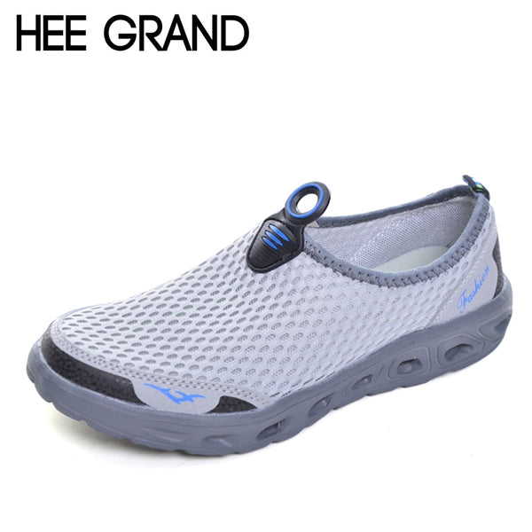 HEE GRAND Casual Men Shoes 2017 Mesh Summer Style Solid Man Flats Loafers Breathable Slip-on Shoes Size Plus 39-45 XMR1619