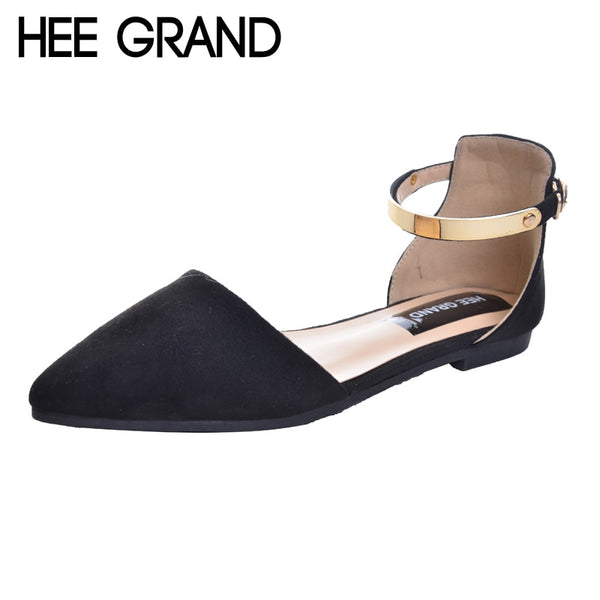 HEE GRAND Sandals Top Krean Style Ankle Strap Fashion Flat with Women's Shoes Pointed Toe Sandals Plus Size 34-42 XWZ2124