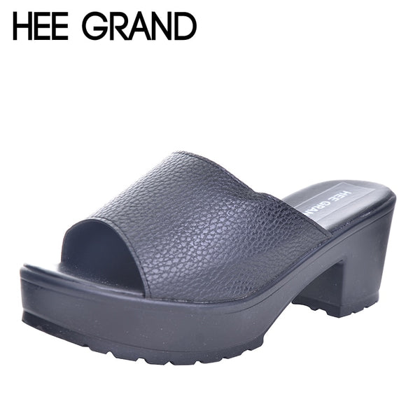 HEE GRAND Brand Peep-toe Simple Women Slides,Platform Thick Heel Shoes Woman Casual Slides Fashion Summer Slippers XWZ2899
