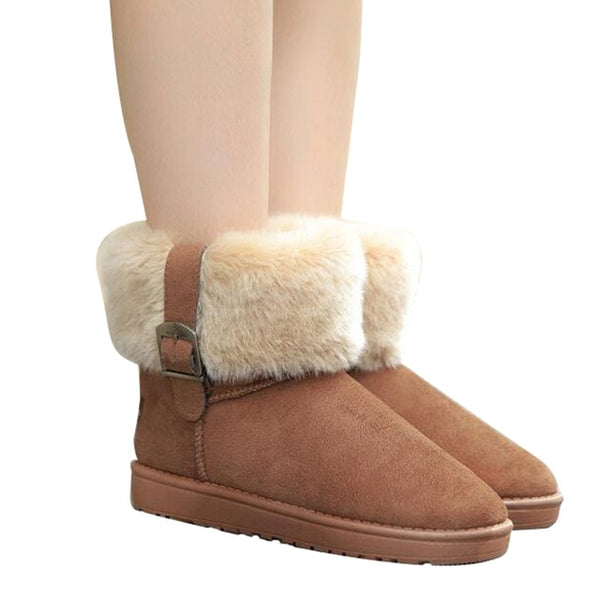 HEE GRAND Women Boots Warm Fur Cotton Winter Shoes High Quality Cozy Women's Soft Ankle Snow Boots Flat Shoes Woman XWX378