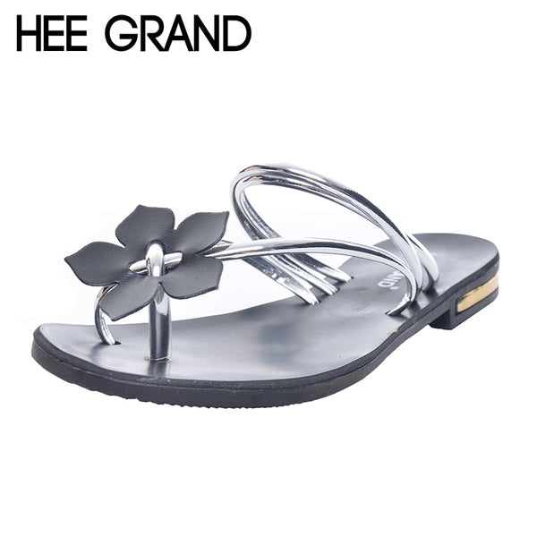 HEE GRAND Women Flip Flops Slides 2 Wearing Style Lady's Bohemia Style Fashion Thong Flower Solid Beach Shoes Woman XWZ2293
