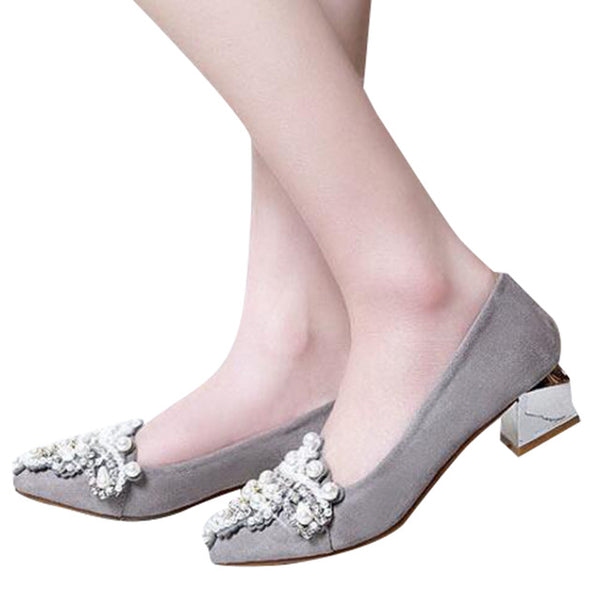 HEE GRAND Women Pumps Med Strange Heel Fashion PU Leather Wedding Pumps Spring Autumn OL Crystal Beading Women's Shoes XWD5421
