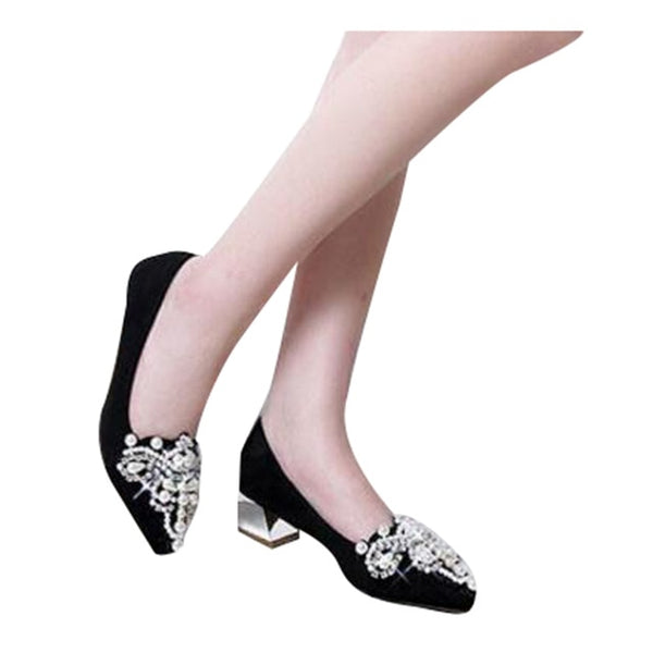 HEE GRAND Women Pumps Med Strange Heel Fashion PU Leather Wedding Pumps Spring Autumn OL Crystal Beading Women's Shoes XWD5421