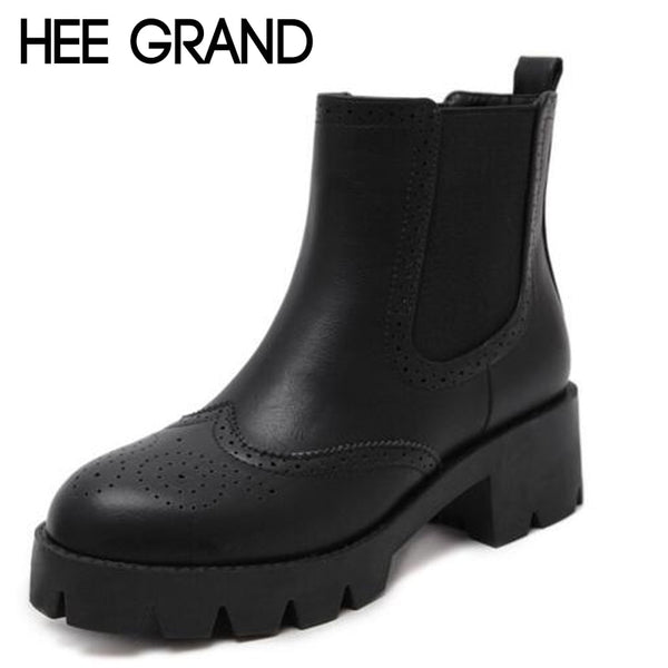 HEE GRAND 2017 New Women Boots Fashion Chelsea Boots Split Leather Fur Boots Size Women's Shoes XWX5876