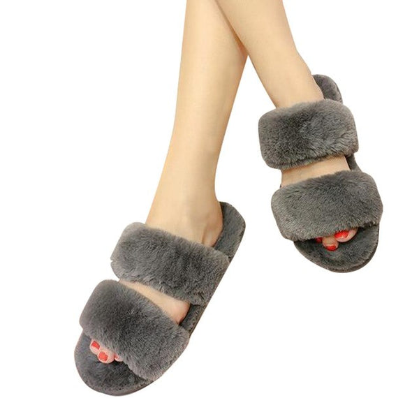 HEE GRAND Women Winter Indoor Slippers Causal Shoes Slip on with Faux Fur for Ladies Warm Slippers Women's Shoes XWT1012