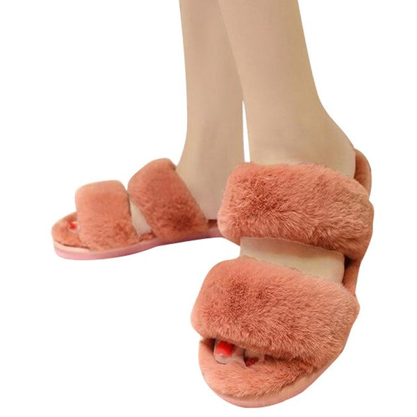 HEE GRAND Women Winter Indoor Slippers Causal Shoes Slip on with Faux Fur for Ladies Warm Slippers Women's Shoes XWT1012