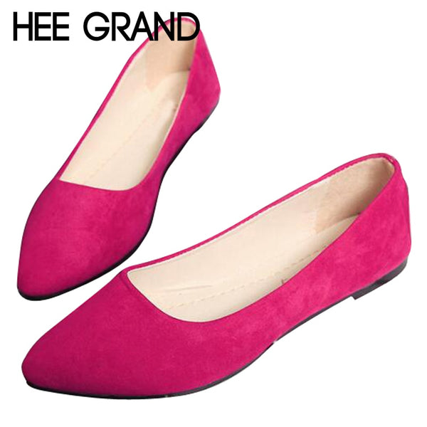 HEE GRAND Women Flats Candy Color Flock Vamp Women Pointed Toe Elegant Women Shoes Causal Shoes Slip-on lady'shoes XWD6240