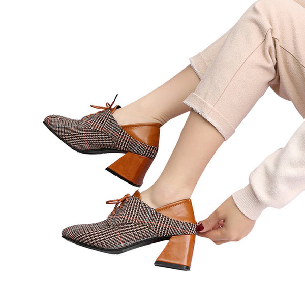 HEE GRAND Women Heels with Checkered Vamp Retro Office Women Comfortable Wearing 2018 NEW Trend for the Fashion Shoes WXG506