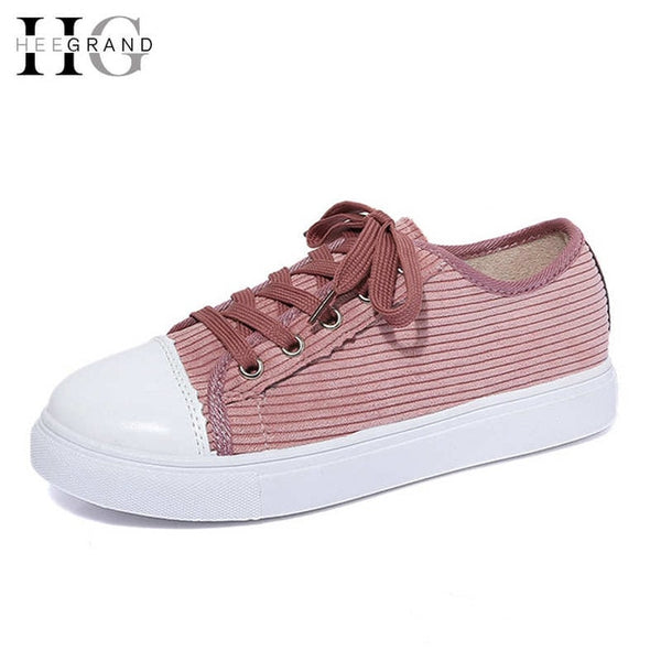 HEE GRAND Casual Canvas Shoes Woman 2017 Spring Creepers Platform Loafers Lace-Up Flats Comfort Women Flat Shoes XWD5164