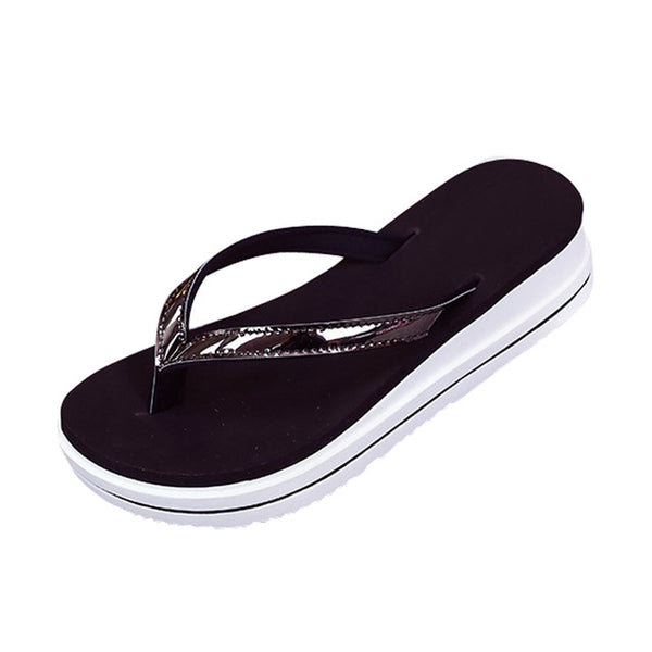 HEE GRAND Summer Slippers Gold Silver Flip Flops Beach Casual Shoes Women  XWZ3670