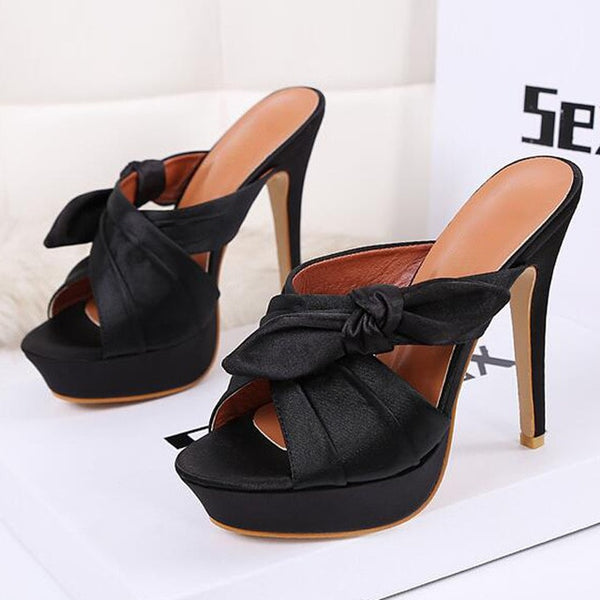 HEE GRAND Butterfly-knot Women Thin Heels Women Comfortable Wearing 2018 NEW Trend for the Fashion Shoes Women Heels WXG517
