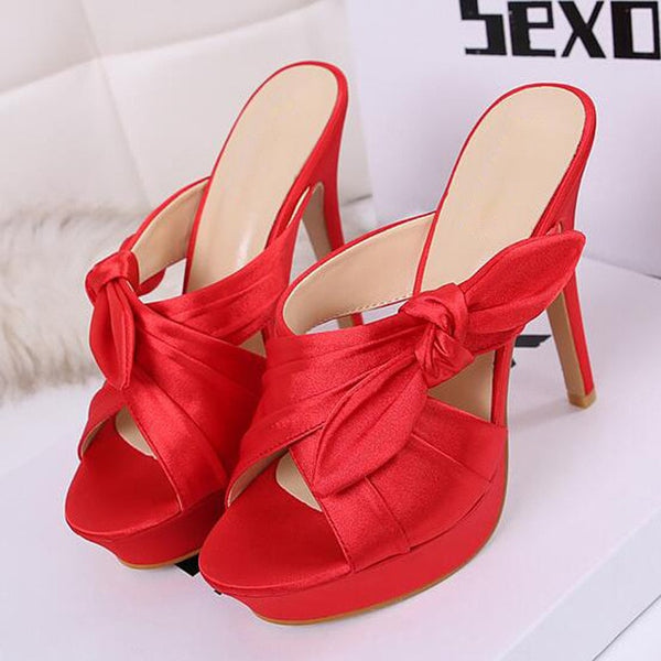 HEE GRAND Butterfly-knot Women Thin Heels Women Comfortable Wearing 2018 NEW Trend for the Fashion Shoes Women Heels WXG517