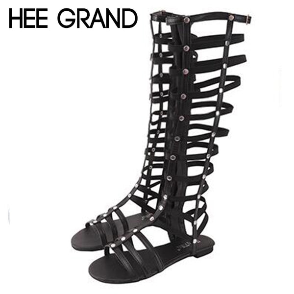HEE GRAND Gladiator Sandals Women Rome Style Retro Slip on Woman Fashion Sandals Women Shoes XWZ4648