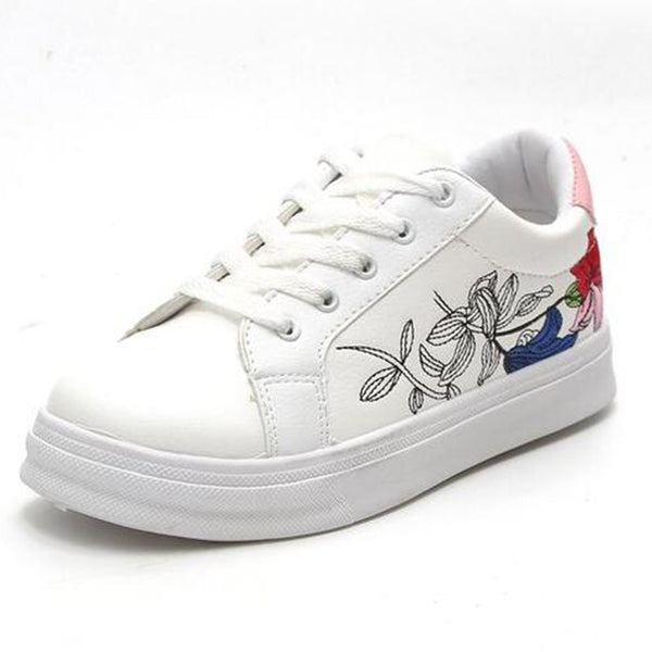 HEE GRAND Flower Decoration Women Casual Shoes Lace-up Women Flats Comfortable Women Shoes Vulcanized shoes XWD6521