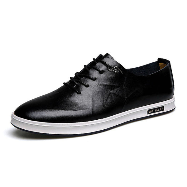 Gaorui Mens Genuine Leather Shoes Mens Casual Shoes Breathable Flat Shoes