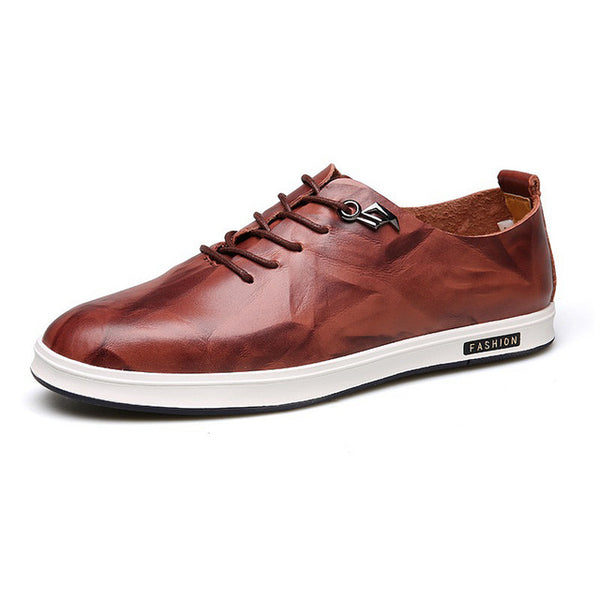 Gaorui Mens Genuine Leather Shoes Mens Casual Shoes Breathable Flat Shoes