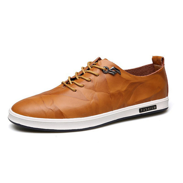 Gaorui Mens Genuine Leather Shoes Mens Casual Shoes Breathable Flat Shoes