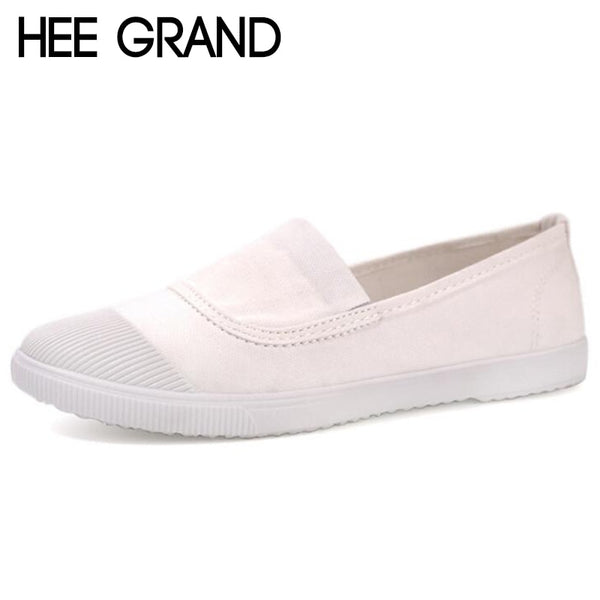 HEE GRAND Women Spring Flats 2018 New Arrival Women Causal Shoes Fashion Slip-on Shoes Canvas Vamp Light and Breatheable XWF592