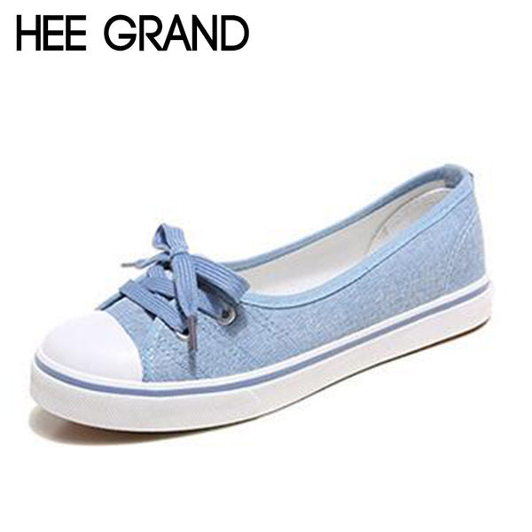 HEE GRAND Women Flats Candy Color Lace-up Causal Shoes Girls Flats Light Wearing Spring and Summer Canval Flats XWD6611