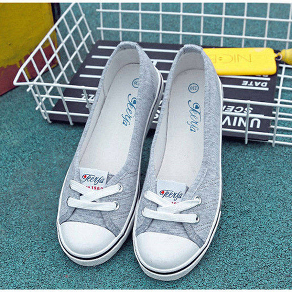 HEE GRAND Women Flats Candy Color Lace-up Causal Shoes Girls Flats Light Wearing Spring and Summer Canval Flats XWD6611