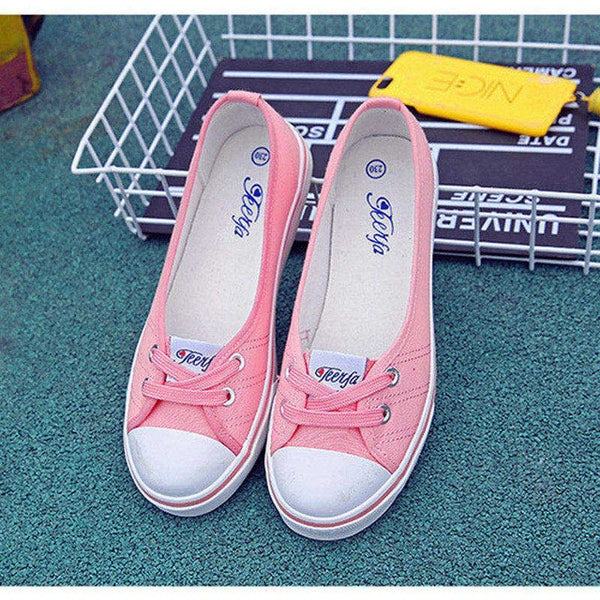 HEE GRAND Women Flats Candy Color Lace-up Causal Shoes Girls Flats Light Wearing Spring and Summer Canval Flats XWD6611