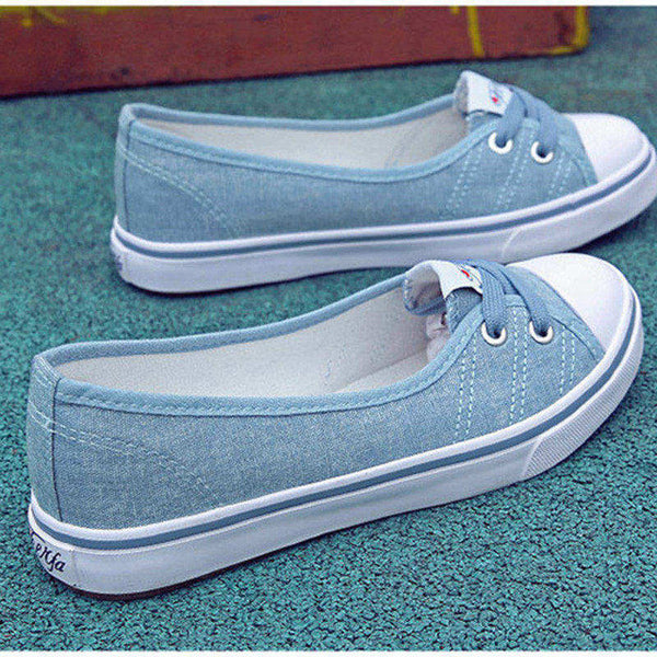 HEE GRAND Women Flats Candy Color Lace-up Causal Shoes Girls Flats Light Wearing Spring and Summer Canval Flats XWD6611