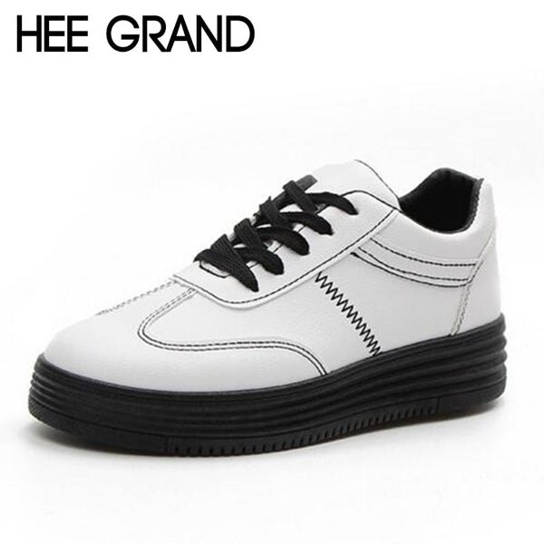 HEE GRAND 2018 Rivet Women Casual Shoes PU Leather Vamp Flats Comfortable Women Shoes Vulcanized Shoes Mujer Sneakers XWB153
