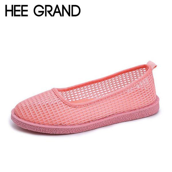 HEE GRAND Women Summer Flats Mesh Air Women Causal Shoes Fashion Slip-on Shoes Hollow Vamp Light and Breatheable XWZ4860