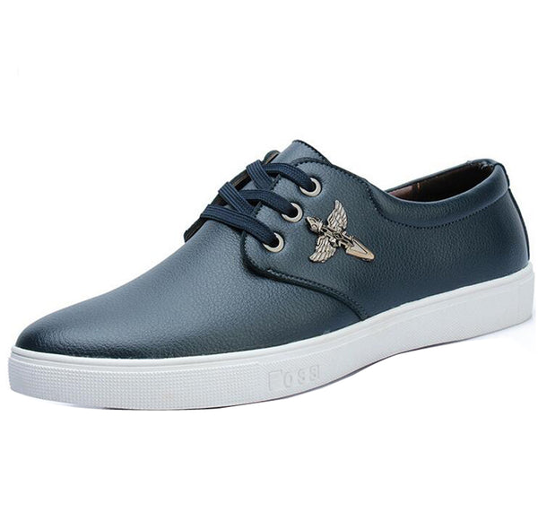 Spring New Men Shoes Classical Men PU Leather Low Top Flat Male Mens Shoes Casual Lace up Black Men Dress Shoes