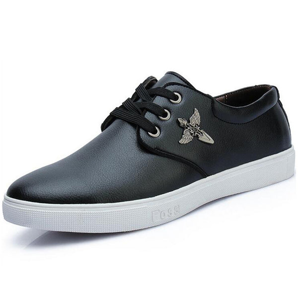 Spring New Men Shoes Classical Men PU Leather Low Top Flat Male Mens Shoes Casual Lace up Black Men Dress Shoes