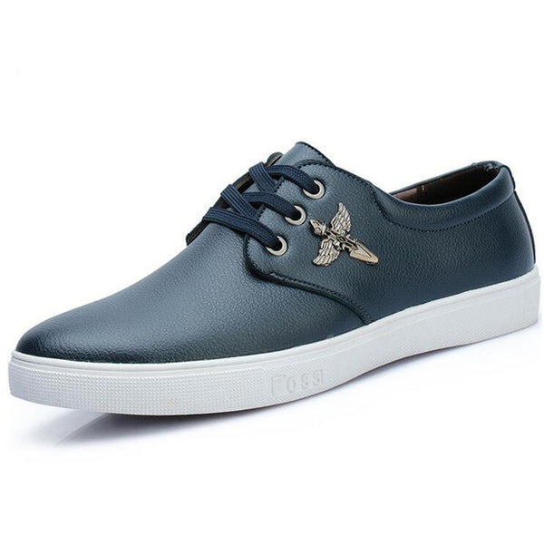 Spring New Men Shoes Classical Men PU Leather Low Top Flat Male Mens Shoes Casual Lace up Black Men Dress Shoes