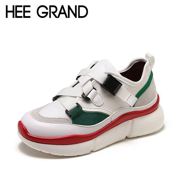 HEE GRAND 2018 New Arrival Women Flats Buckle Women Slip-on Causal Fashion Sneakers Platform with Mujer Shoes XWD6840