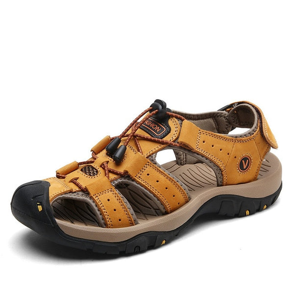NIS Summer Sandals Men Shoes Casual Plus Size Genuine Leather Outdoor Beach Sandals Soft Sole Fishermen Shoes Sandalias Hombre
