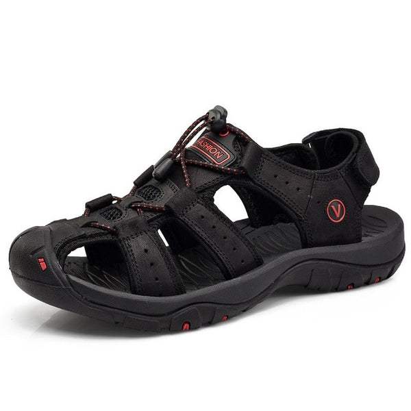 NIS Summer Sandals Men Shoes Casual Plus Size Genuine Leather Outdoor Beach Sandals Soft Sole Fishermen Shoes Sandalias Hombre