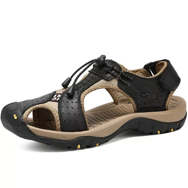 NIS Plus Size Mens Sandals Genuine Leather Beach Sandals Summer Outdoor Soft Sole Casual Men Shoes Flats Sandalias Hombre 2018