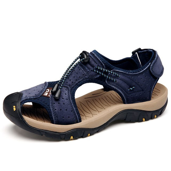 NIS Plus Size Mens Sandals Genuine Leather Beach Sandals Summer Outdoor Soft Sole Casual Men Shoes Flats Sandalias Hombre 2018