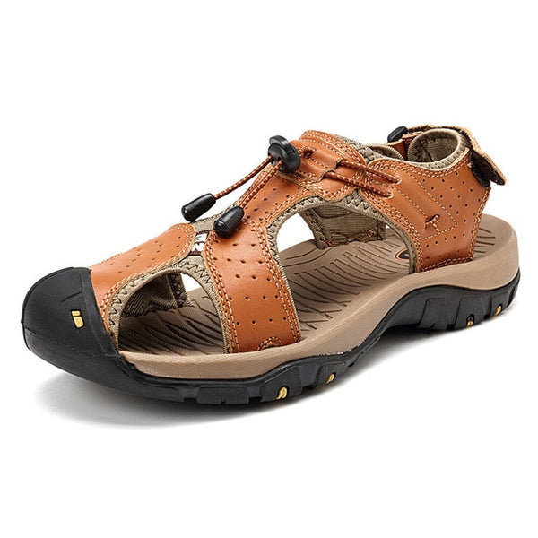 NIS Plus Size Mens Sandals Genuine Leather Beach Sandals Summer Outdoor Soft Sole Casual Men Shoes Flats Sandalias Hombre 2018