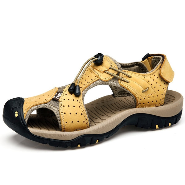 NIS Plus Size Mens Sandals Genuine Leather Beach Sandals Summer Outdoor Soft Sole Casual Men Shoes Flats Sandalias Hombre 2018