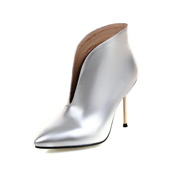 BONJOMARISA Women's Sexy Thin High Heel Spring Autumn Shoes Woman Pointed Toe Ankle Boots Big Size 32-43