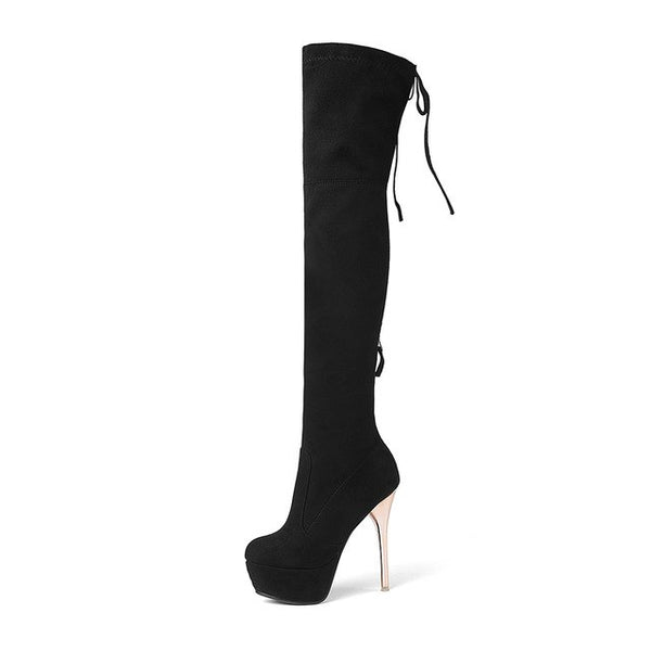 BONJOMARISA 2018 Over The Knee High Boots Women's Shoes Big Size 34-43 Thin High High Boots Woman Sexy Platform Shoes