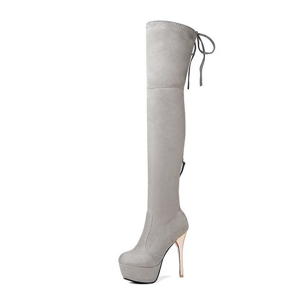 BONJOMARISA 2018 Over The Knee High Boots Women's Shoes Big Size 34-43 Thin High High Boots Woman Sexy Platform Shoes