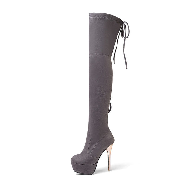 BONJOMARISA 2018 Over The Knee High Boots Women's Shoes Big Size 34-43 Thin High High Boots Woman Sexy Platform Shoes