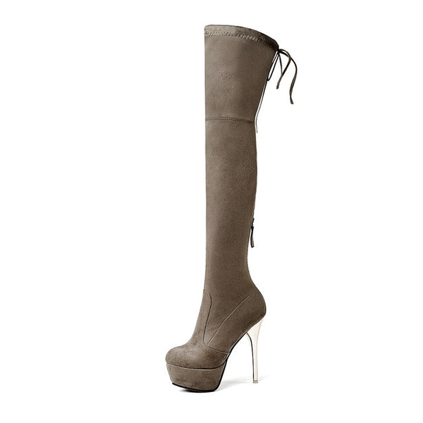 BONJOMARISA 2018 Over The Knee High Boots Women's Shoes Big Size 34-43 Thin High High Boots Woman Sexy Platform Shoes