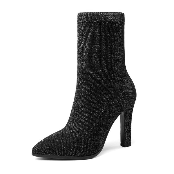 BONJOMARISA 2018 Brand Design Top Quality Ankle Boots Women's Shoes Big Size 34-43 High Heels Pointed Toe Party Boots Woman