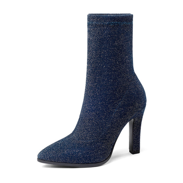 BONJOMARISA 2018 Brand Design Top Quality Ankle Boots Women's Shoes Big Size 34-43 High Heels Pointed Toe Party Boots Woman